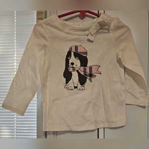 Crazy 8 White Long Sleeve Shirt with Basset Hound Graphic Size 6-12 Months